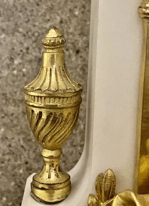 ANTIQUE FRENCH WHITE MARBLE PATINATED BRONZE AND ORMOLU GLOBE CLOCK - ADDITIONAL PHOTO 14
