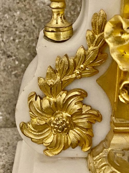 ANTIQUE FRENCH WHITE MARBLE PATINATED BRONZE AND ORMOLU GLOBE CLOCK - ADDITIONAL PHOTO 15