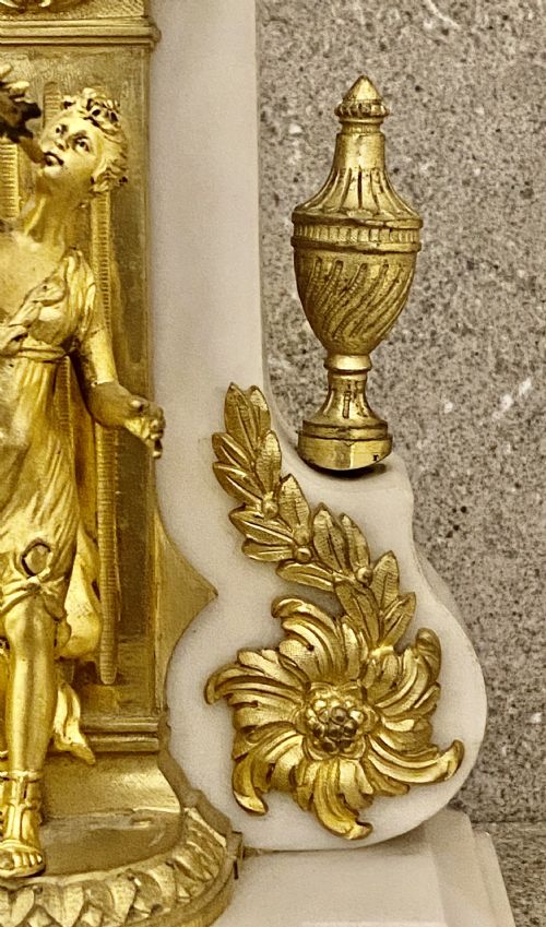ANTIQUE FRENCH WHITE MARBLE PATINATED BRONZE AND ORMOLU GLOBE CLOCK - ADDITIONAL PHOTO 17