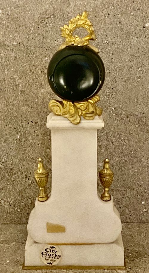 ANTIQUE FRENCH WHITE MARBLE PATINATED BRONZE AND ORMOLU GLOBE CLOCK - ADDITIONAL PHOTO 21