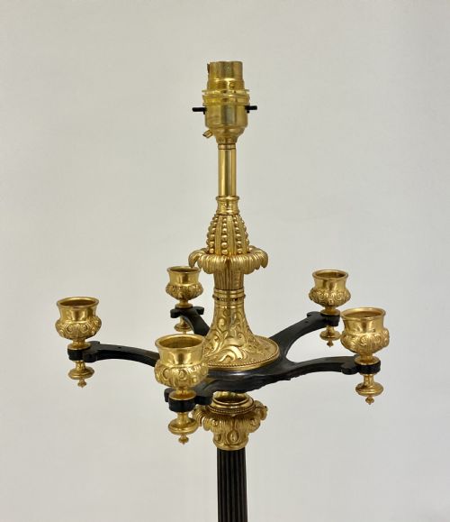 A FRENCH EMPIRE PARCELGILTBRONZE CANDELABRA LAMP 9TH C - ADDITIONAL PHOTO 4