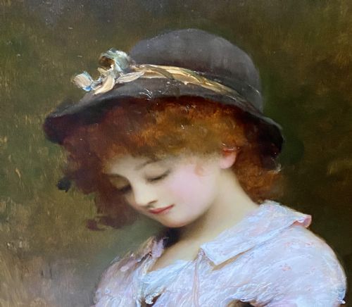 SIR SAMUEL LUKE FILDES RA HALF LENGTH ANTIQUE PORTRAIT PAINTING TITLED PHYLLIS - ADDITIONAL PHOTO 5