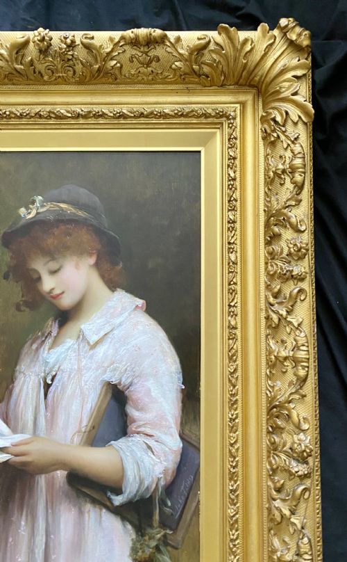 SIR SAMUEL LUKE FILDES RA HALF LENGTH ANTIQUE PORTRAIT PAINTING TITLED PHYLLIS - ADDITIONAL PHOTO 10