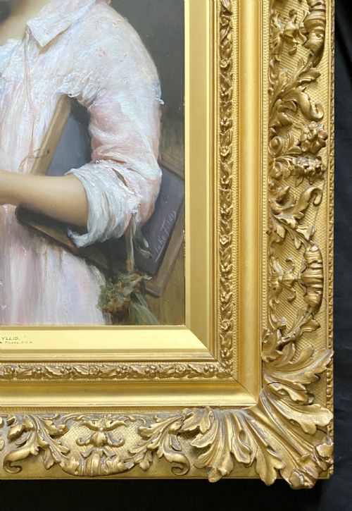 SIR SAMUEL LUKE FILDES RA HALF LENGTH ANTIQUE PORTRAIT PAINTING TITLED PHYLLIS - ADDITIONAL PHOTO 13