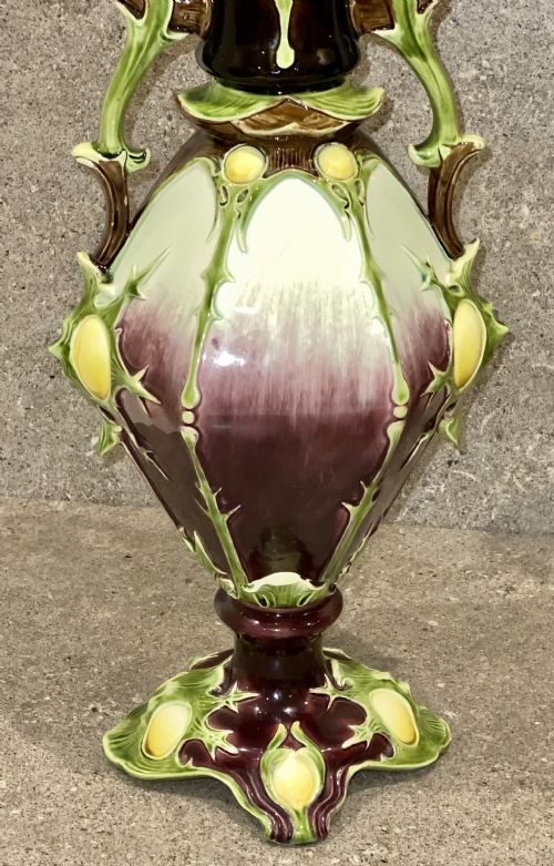 PAIR OF LARGE MAJOLICA VASES BY JULIUS DRESSLER AUSTRIA CIRCA 1885 - ADDITIONAL PHOTO 8