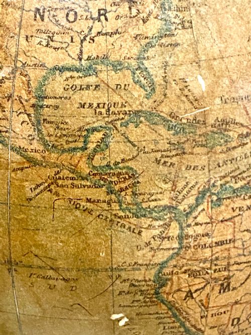 ANTIQUE TERRESTRIAL GLOBE CLOCK SILVER AND PALE ONYX FRENCH CIRCA 1890 - ADDITIONAL PHOTO 19