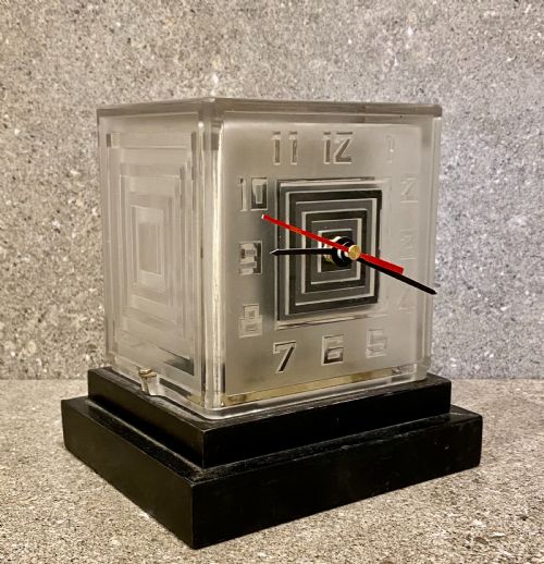 RARE ART DECO BULLE GLASS CLOCK SIGNED PMFAVRE 1930S - ADDITIONAL PHOTO 3