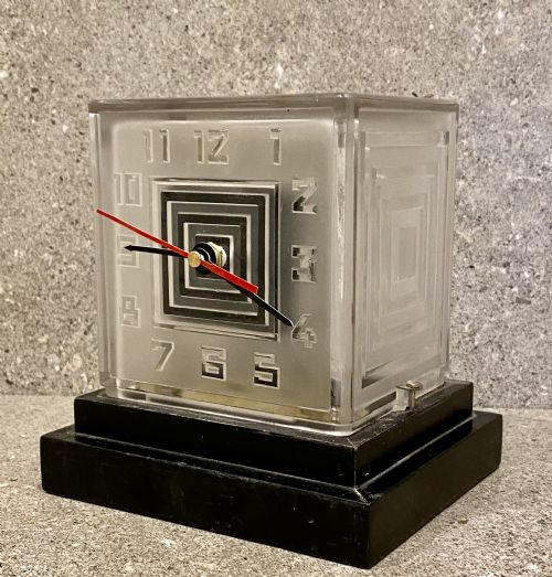 RARE ART DECO BULLE GLASS CLOCK SIGNED PMFAVRE 1930S - ADDITIONAL PHOTO 4