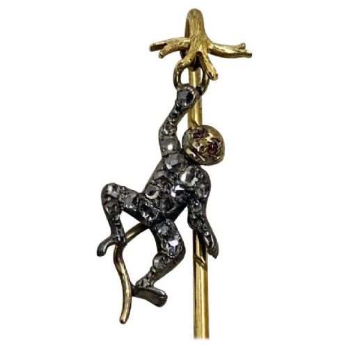  A DIAMOND NOVELTY MONKEY STICK PIN CIRCA 19th CENTURY