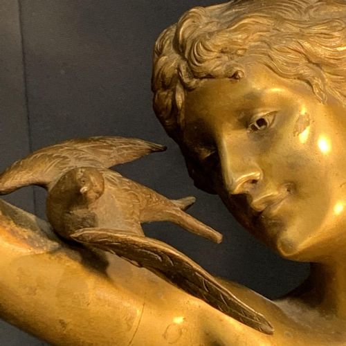 A HUGE IMPRESSIVE ART NOUVEAU BRONZE FIGURAL LADY LAMP SIGNED HENRI HONORE PLE - ADDITIONAL PHOTO 5