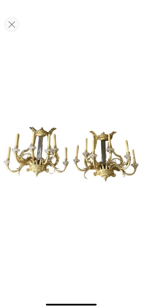 A HUGE IMPRESSIVE PAIR OF 19TH CENTURY FRENCH GILT BRONZE WALL SCONCES 28 - ADDITIONAL PHOTO 1