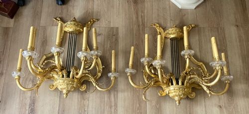 A HUGE IMPRESSIVE PAIR OF 19TH CENTURY FRENCH GILT BRONZE WALL SCONCES 28 - ADDITIONAL PHOTO 10