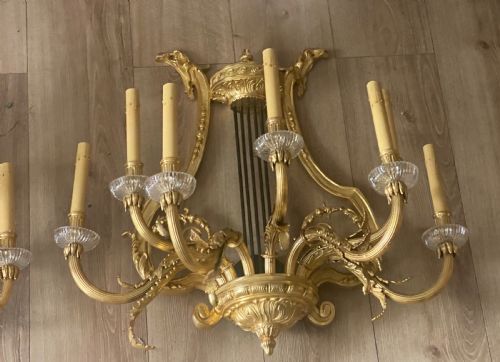 A HUGE IMPRESSIVE PAIR OF 19TH CENTURY FRENCH GILT BRONZE WALL SCONCES 28 - ADDITIONAL PHOTO 11