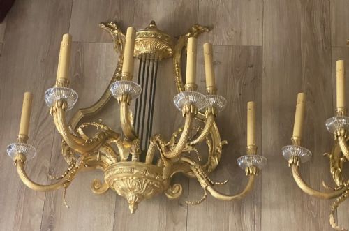 A HUGE IMPRESSIVE PAIR OF 19TH CENTURY FRENCH GILT BRONZE WALL SCONCES 28 - ADDITIONAL PHOTO 12