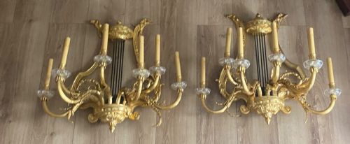 A HUGE IMPRESSIVE PAIR OF 19TH CENTURY FRENCH GILT BRONZE WALL SCONCES 28 - ADDITIONAL PHOTO 14