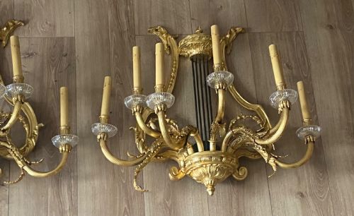 A HUGE IMPRESSIVE PAIR OF 19TH CENTURY FRENCH GILT BRONZE WALL SCONCES 28 - ADDITIONAL PHOTO 15