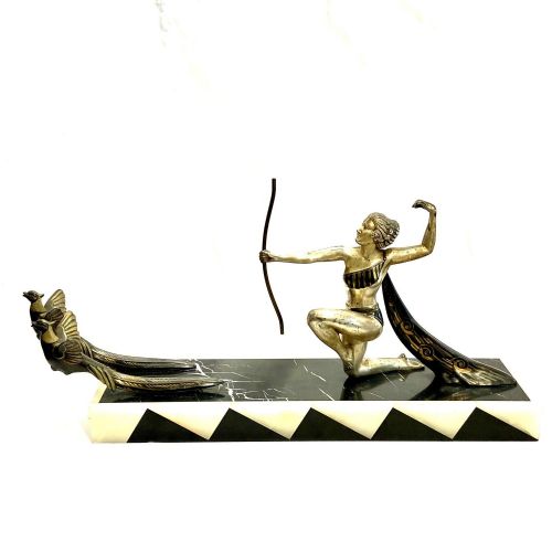 PAUL JORIS ART DECO BRONZE OF A WOMAN AND BIRDS - ADDITIONAL PHOTO 1
