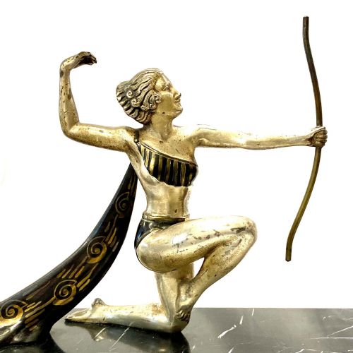 PAUL JORIS ART DECO BRONZE OF A WOMAN AND BIRDS - ADDITIONAL PHOTO 3