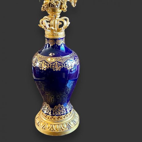 19TH CENTURY SEVRES STYLE GILT BRONZE AND CERAMIC CANDELABRA - ADDITIONAL PHOTO 1
