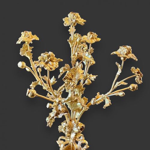 19TH CENTURY SEVRES STYLE GILT BRONZE AND CERAMIC CANDELABRA - ADDITIONAL PHOTO 2