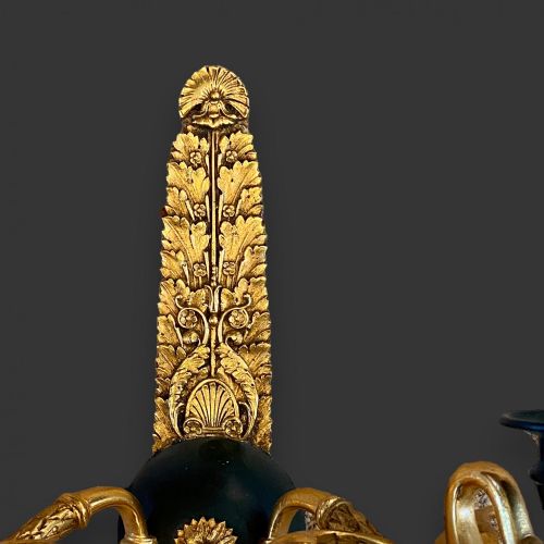 A FINE QUALITY PAIR OF 19TH CENTURY GILT PATINATED BRONZE WALL LIGHTS - ADDITIONAL PHOTO 2