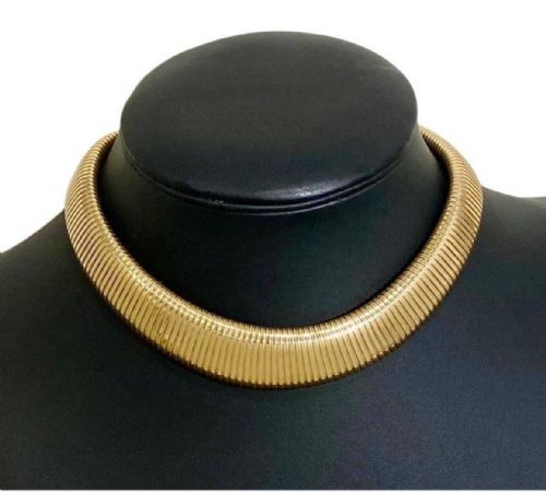 a vintage mid century italian tubogas 14k gold necklace - CATEGORY: ANTIQUE JEWELLERY - DATED 1960