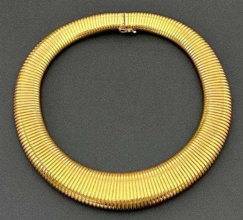A VINTAGE MID CENTURY ITALIAN TUBOGAS 14K GOLD NECKLACE - ADDITIONAL PHOTO 2