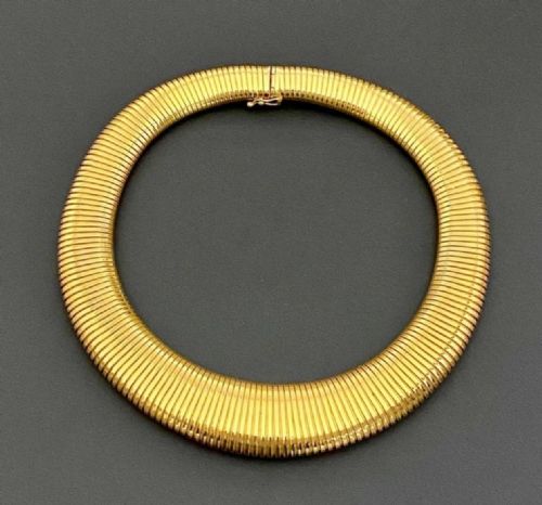 A VINTAGE MID CENTURY ITALIAN TUBOGAS 14K GOLD NECKLACE - ADDITIONAL PHOTO 3