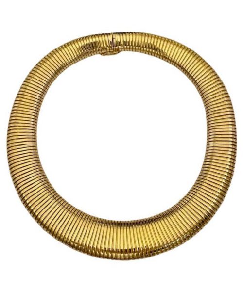 A VINTAGE MID CENTURY ITALIAN TUBOGAS 14K GOLD NECKLACE - ADDITIONAL PHOTO 4