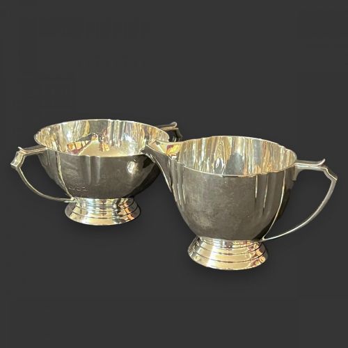 ART DECO STERLING SILVER IVORY TEA AND COFFEE SERVICE WITH MATCHING TRAY BY EDWARD BARNARD 1939 - ADDITIONAL PHOTO 3