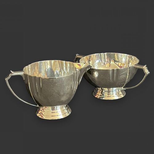 ART DECO STERLING SILVER IVORY TEA AND COFFEE SERVICE WITH MATCHING TRAY BY EDWARD BARNARD 1939 - ADDITIONAL PHOTO 5