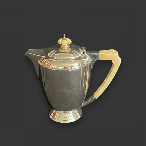 ART DECO STERLING SILVER IVORY TEA AND COFFEE SERVICE WITH MATCHING TRAY BY EDWARD BARNARD 1939 - ADDITIONAL PHOTO 7