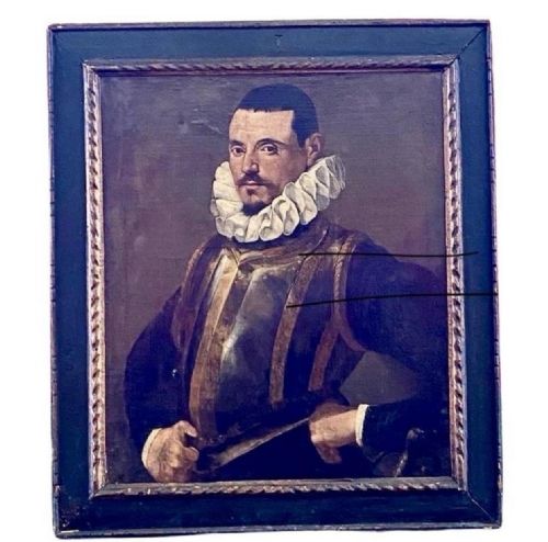a large italian lombard painting 18th century portrait of a man in a ruff collar - CATEGORY: ANTIQUE ART - DATED 18TH CENTURY