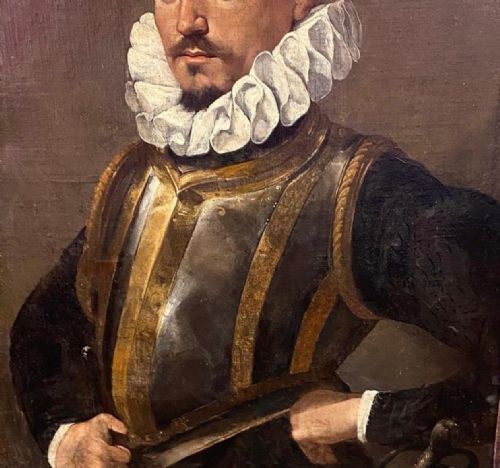 A LARGE ITALIAN LOMBARD PAINTING 18TH CENTURY PORTRAIT OF A MAN IN A RUFF COLLAR - ADDITIONAL PHOTO 3