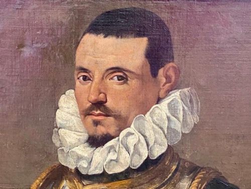 A LARGE ITALIAN LOMBARD PAINTING 18TH CENTURY PORTRAIT OF A MAN IN A RUFF COLLAR - ADDITIONAL PHOTO 5