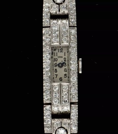 A SUBSTANTIAL ART DECO ARSA 5CT DIAMOND PLATINUM LADIES COCKTAIL WATCH 1920'S - ADDITIONAL PHOTO 1
