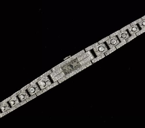 A SUBSTANTIAL ART DECO ARSA 5CT DIAMOND PLATINUM LADIES COCKTAIL WATCH 1920'S - ADDITIONAL PHOTO 4
