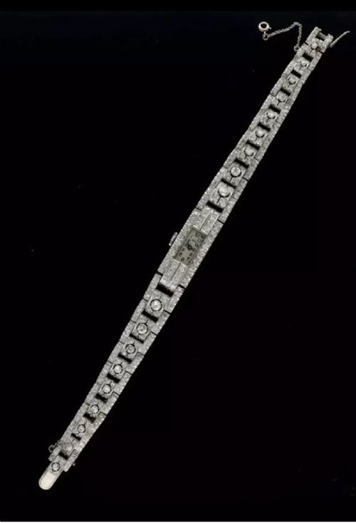 A SUBSTANTIAL ART DECO ARSA 5CT DIAMOND PLATINUM LADIES COCKTAIL WATCH 1920'S - ADDITIONAL PHOTO 6