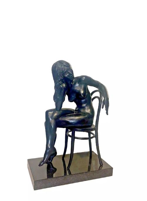 a bronze study of a nude woman seated with long flowing hair by ronald cameron - CATEGORY: ANTIQUE SCULPTURES - DATED VICTORIAN