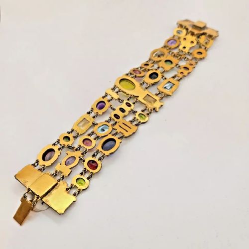 fig 2. A Fabulous Vintage Percossi Papi Signed Multi Gem & Cloisonne Enamel Bracelet