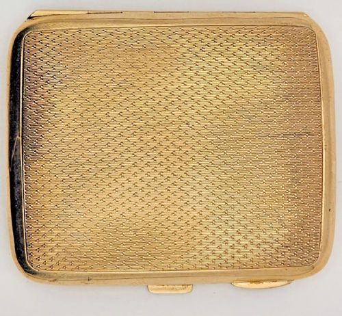 A 9ct Gold Engine Turned Cigarette Case by Turner & Simpson B/ham