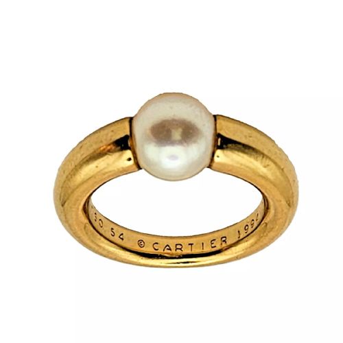 original vintage cartier paris perla ring in 18k 18ct yellow gold natural pearl - CATEGORY: ANTIQUE JEWELLERY - DATED 19TH CENTURY