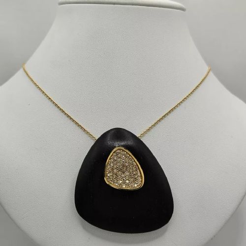 fig 1. A Rare Vintage Roberto Coin Diamond & Ebony 18ct Gold & Wood Capri Plus Necklace