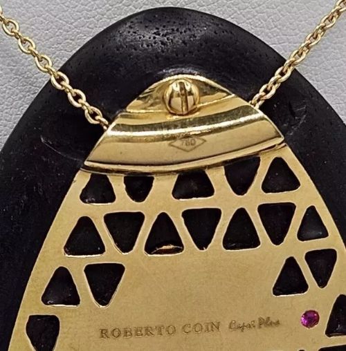 fig 2. A Rare Vintage Roberto Coin Diamond & Ebony 18ct Gold & Wood Capri Plus Necklace