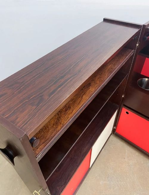 DANISH ROSEWOOD FOLDING BAR CABINET BY JOHANNES ANDERSEN DYRLUND MID CENTURY - ADDITIONAL PHOTO 4