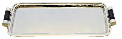 A LARGE VINTAGE MID CENTURY RALPH LAUREN SILVERPLATE SERVING TRAY 53 X 23 CM