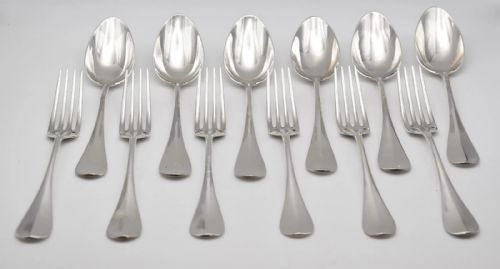 antique 19th century french silver cutlery set 6 spoons 6 forks 825g - CATEGORY: ANTIQUE SILVER - DATED 19TH CENTURY