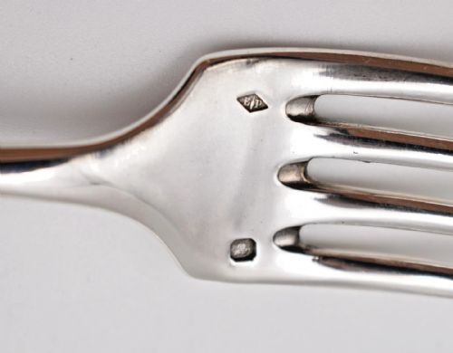 ANTIQUE 19TH CENTURY FRENCH SILVER CUTLERY SET 6 SPOONS 6 FORKS 825G - ADDITIONAL PHOTO 2