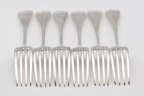 ANTIQUE 19TH CENTURY FRENCH SILVER CUTLERY SET 6 SPOONS 6 FORKS 825G - ADDITIONAL PHOTO 3