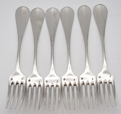 ANTIQUE 19TH CENTURY FRENCH SILVER CUTLERY SET 6 SPOONS 6 FORKS 825G - ADDITIONAL PHOTO 6